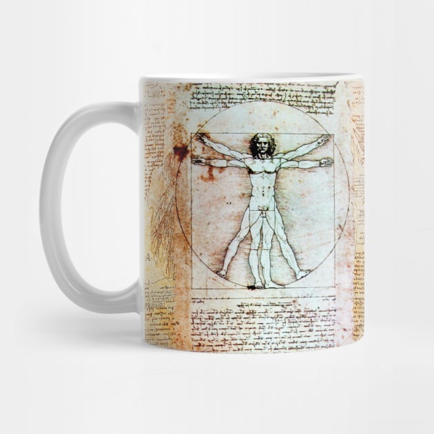 VITRUVIAN MAN Handwriting of Leonardo Da Vinci Antique Parchment by BulganLumini